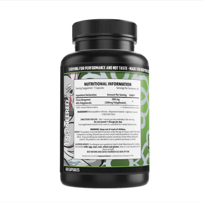 engineered muscle citrus bergamot nutrition label