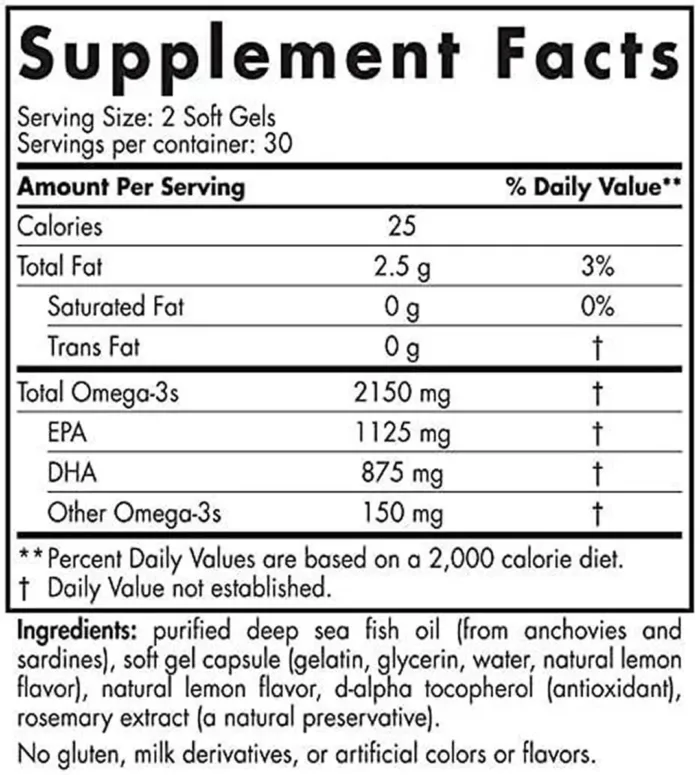 Nordic Naturals - Ultimate Omega 3 sport 2x 2150mg ingredients